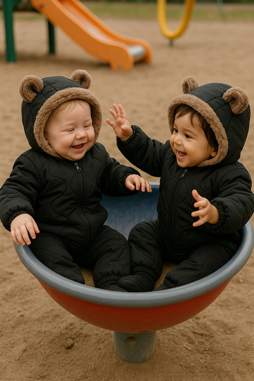 Baby Fleece Strampler mit Hoodie (0–2 Jahre) – Kuscheliges Overall mit Fellfutter